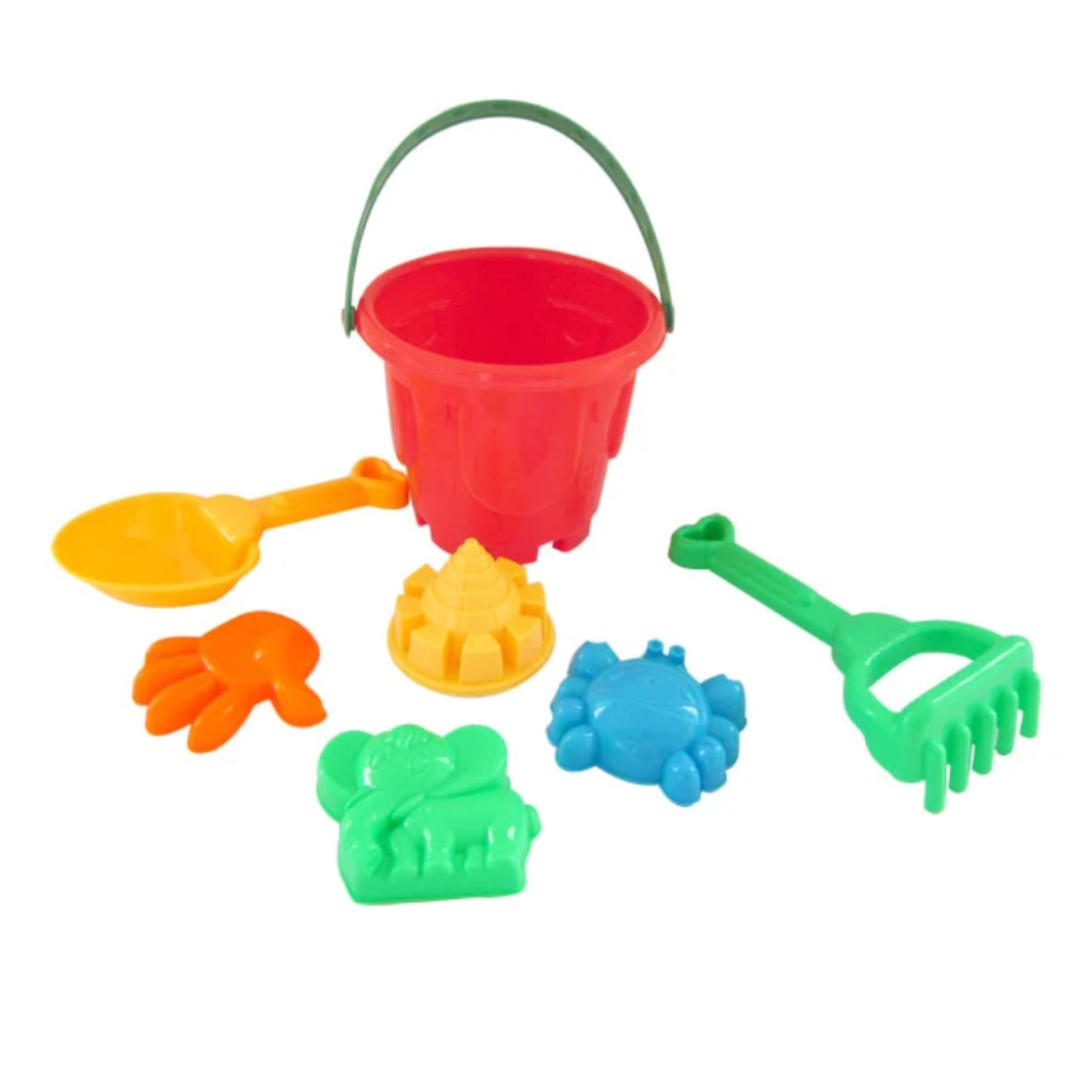 7-piece Sandcastle Toy Set including Large Bucket, Shovel, and Molds ...